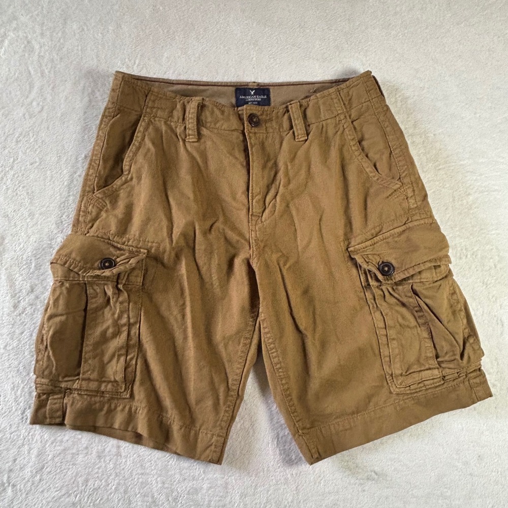 American Eagle Outfitters Mens Brown Cargo Shorts Size 30 Cotton Twill Outdoor
